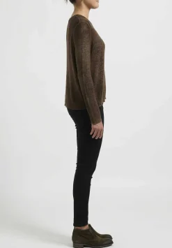 Avant Toi Hand-Painted Cashmere Leggero Sweater In Nero Cioccolato Brown