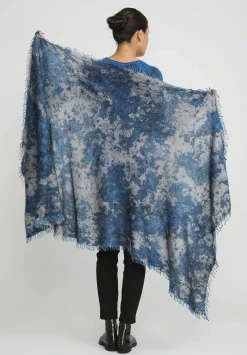 Avant Toi Hand-Painted Cashmere Spot & Velo Scarf In Nero Turquoise