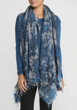 Avant Toi Hand-Painted Cashmere Spot & Velo Scarf In Nero Turquoise