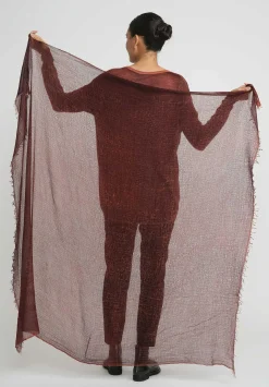 Avant Toi Hand-Painted Cashmere Stola Scarf In Nero Mandarancio Orange