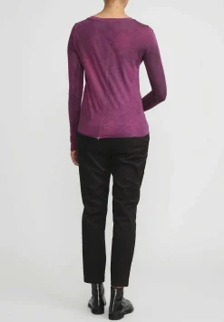 Avant Toi Hand-Painted Cotton Long Sleeve T-Shirt In Nero Cherry Red