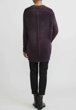 Avant Toi Hand-Painted Long Cashmere Sweater In Nero Rhubarb Purple