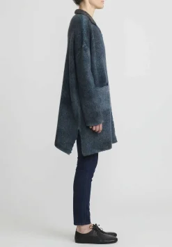 f Cashmere Hand-Painted Long Marianne Cardigan In Blue & Green