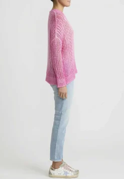 Avant Toi Hand-Painted Loose Knit Lozenge Sweater In Hebe Pink
