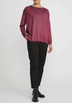 Avant Toi Hand-Painted Maglia Barchetta Sweater With Silk Back In Nero Wine Red