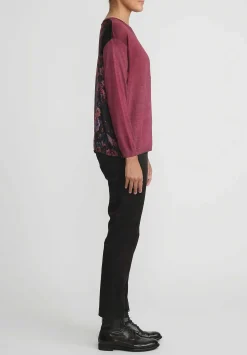 Avant Toi Hand-Painted Maglia Barchetta Sweater With Silk Back In Nero Wine Red