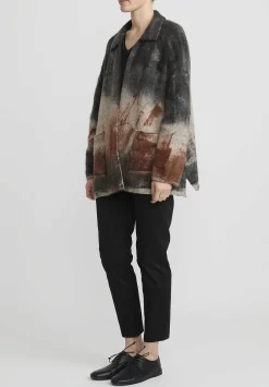 f Cashmere Hand-Painted Marianne Cardigan In Black & Rust