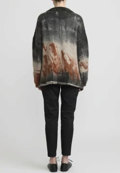 f Cashmere Hand-Painted Marianne Cardigan In Black & Rust