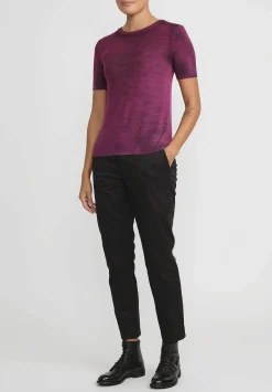 Avant Toi Hand-Painted Rib Knit T-Shirt In Nero Cherry Red