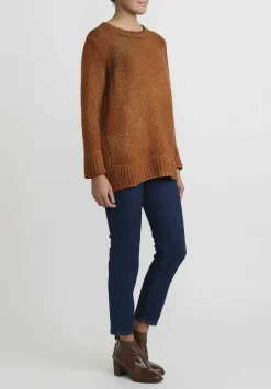 Avant Toi Hand-Painted Side Slit Sweater In Nero Corten Orange