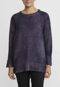 Avant Toi Hand-Painted Side Slit Sweater In Nero Mauve Purple