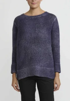 Avant Toi Hand-Painted Side Slit Sweater In Nero Prune Purple