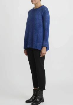 Avant Toi Hand-Painted Side Slit Sweater In Nero Ocean Blue
