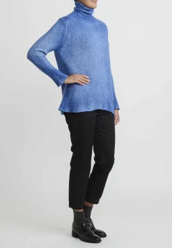 Avant Toi Hand-Painted Turtleneck Sweater In Ocean Blue