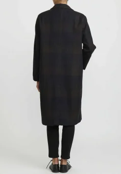Umit Unal Hand-Stitched Double Breasted Wool Coat In Brown & Black Check