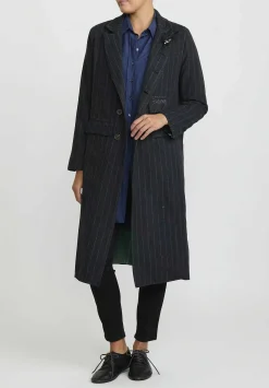 Umit Unal Hand-Stitched Pinstripe Wool Coat In Blue & Black
