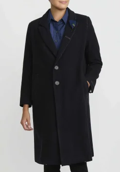 Umit Unal Hand-Stitched Wool Coat In Navy Blue