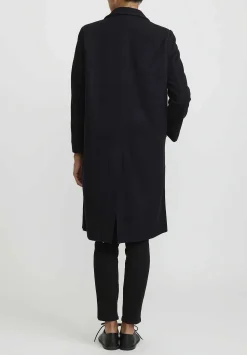 Umit Unal Hand-Stitched Wool Coat In Navy Blue