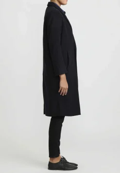 Umit Unal Hand-Stitched Wool Coat In Navy Blue