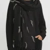 Lauren Manoogian Handwoven Baby Alpaca And Wool Tuft Wrap In Black Melange & Grey Rock