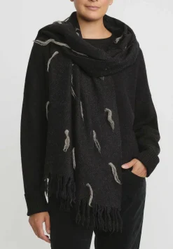Lauren Manoogian Handwoven Baby Alpaca And Wool Tuft Wrap In Black Melange & Grey Rock