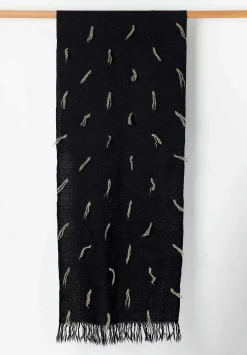 Lauren Manoogian Handwoven Baby Alpaca And Wool Tuft Wrap In Black Melange & Grey Rock