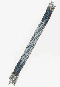Stephanie Schneider Handwoven Silver And Silk Bracelet In Grey & Blue