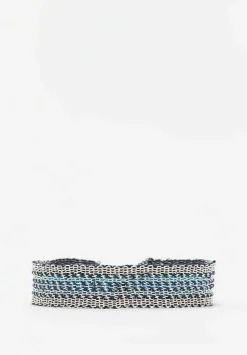 Stephanie Schneider Handwoven Silver And Silk Bracelet In Grey & Blue