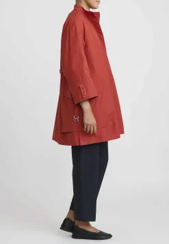 Jil Sander Heavy Organic Cotton Poplin Belted Vestito Tunic In Maroon