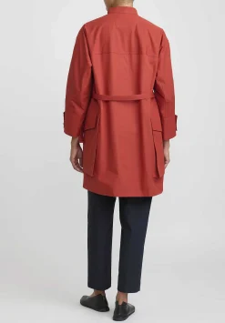 Jil Sander Heavy Organic Cotton Poplin Belted Vestito Tunic In Maroon