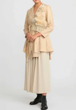 A Tentative Atelier Hemp Linen & Hand Smocked Joely Jacket In Rose Brown