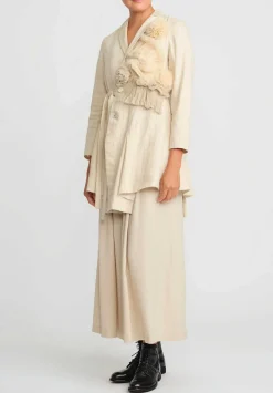 A Tentative Atelier Hemp Linen & Hand Smocked Joely Jacket In Beige