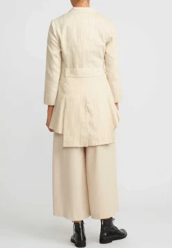 A Tentative Atelier Hemp Linen & Hand Smocked Joely Jacket In Beige