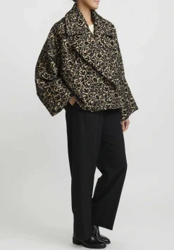 Uma Wang Jacquard Floral Damask ''Kianni'' Jacket In Black & Tan