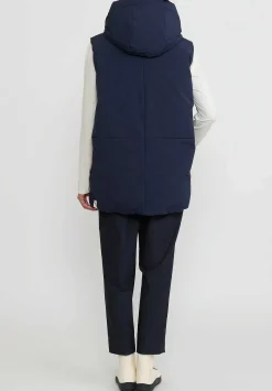 Jil Sander+ Jil Sander Long Hooded Down Gilet Vest In Navy Blue