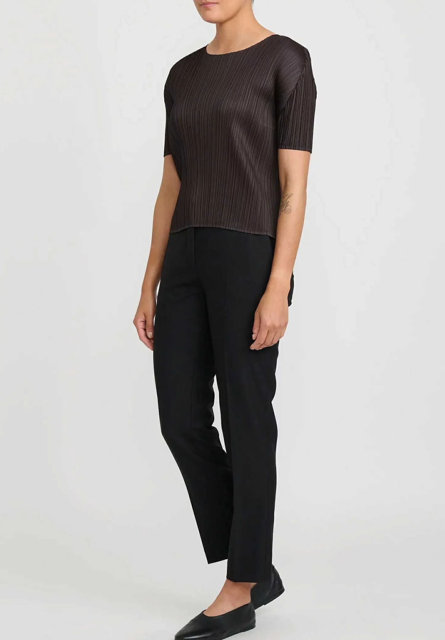 Issey Miyake Pleats Please June Top In Dark Brown