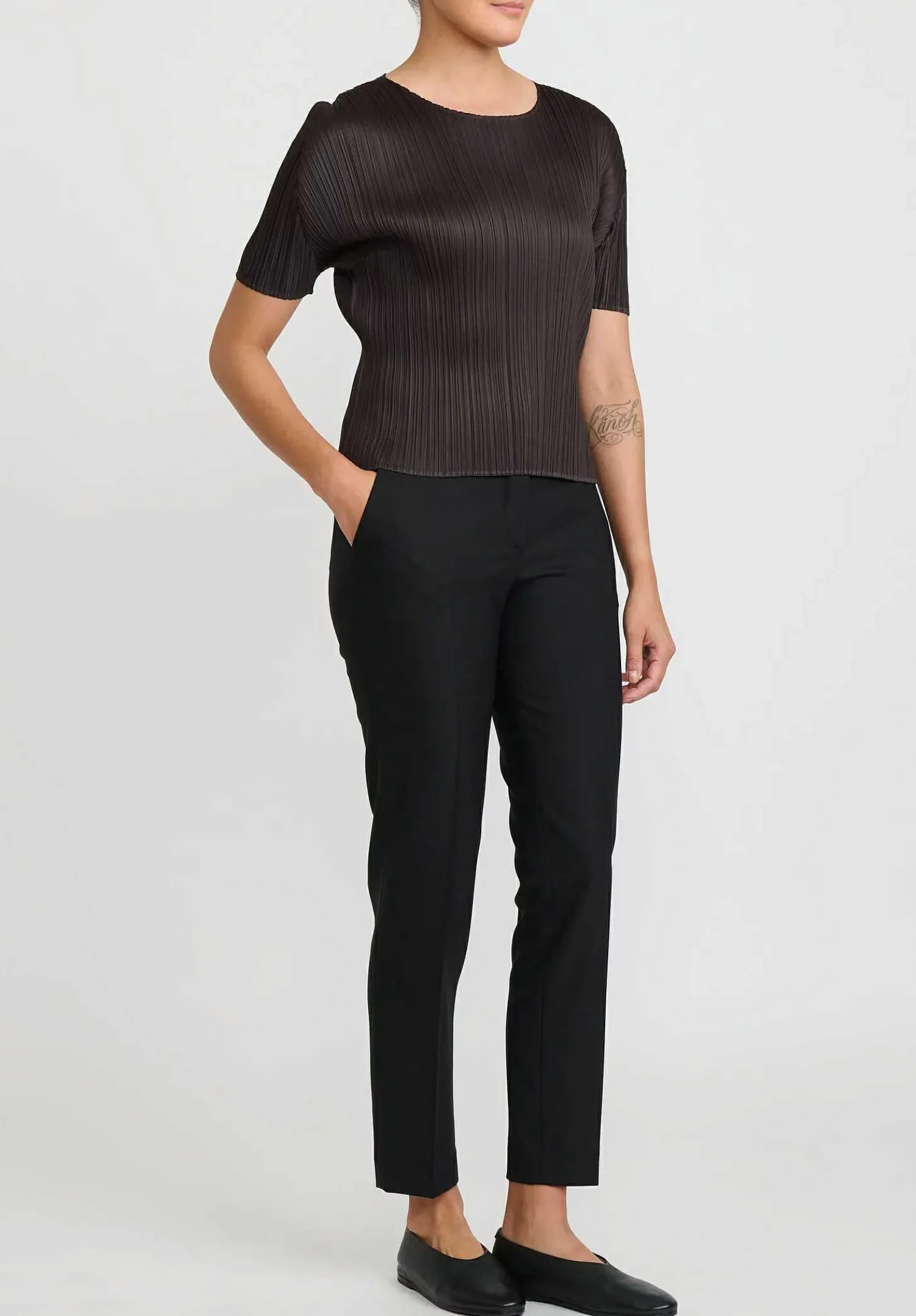 Issey Miyake Pleats Please June Top In Dark Brown