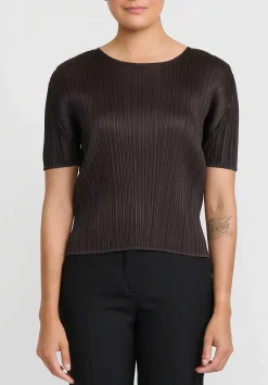 Issey Miyake Pleats Please June Top In Dark Brown