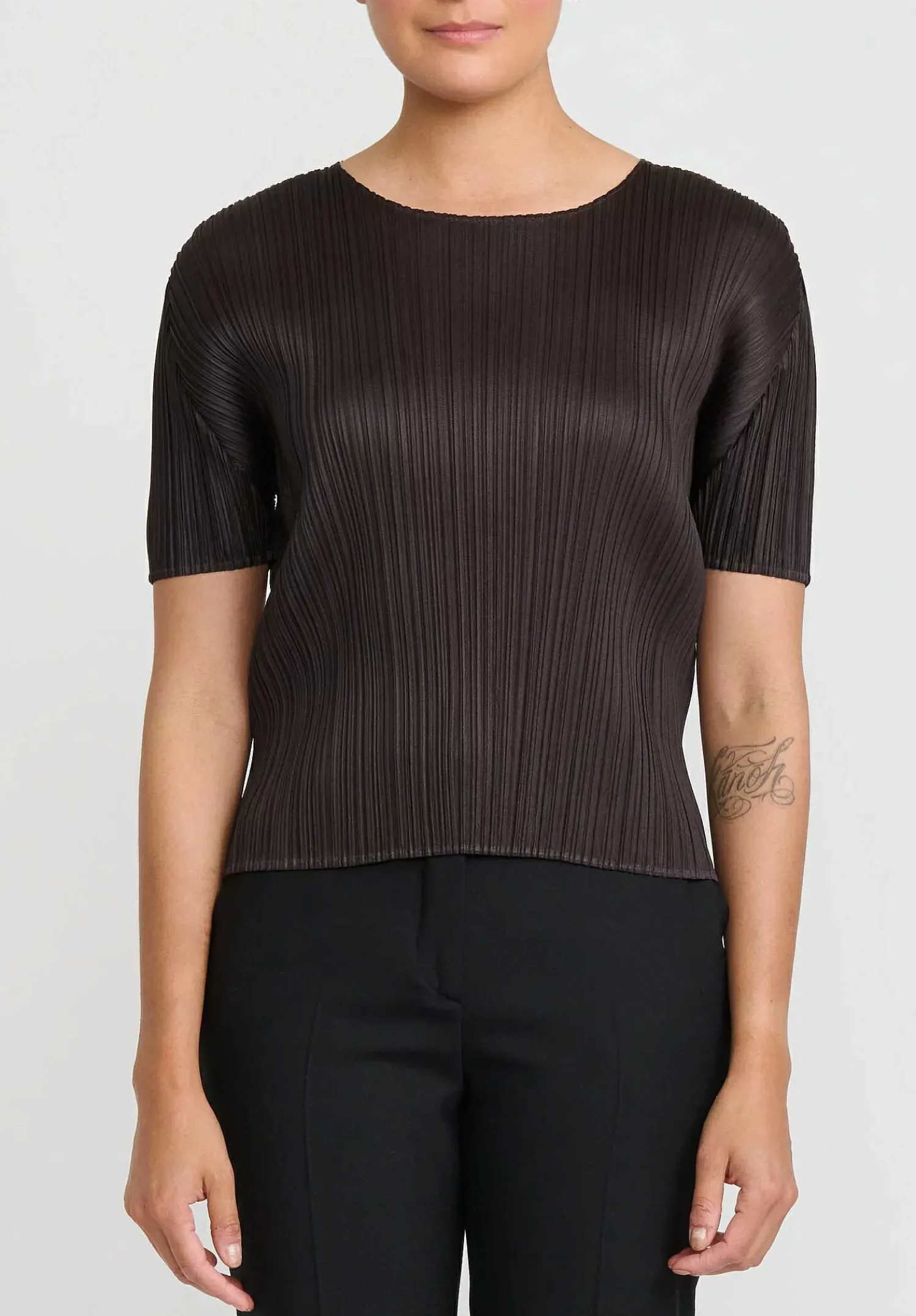 Issey Miyake Pleats Please June Top In Dark Brown