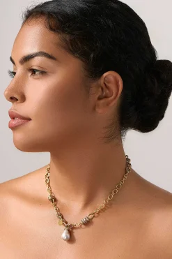 Tovi Farber 18K, Diamond Necklace With Pearl Pendant