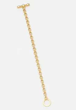 Prounis 22K, Double Link Chain Bracelet With Aquamarine Clasp