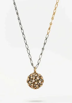 Annie Fensterstock 22K Gold And Sterling Silver Sapphire Orb Necklace