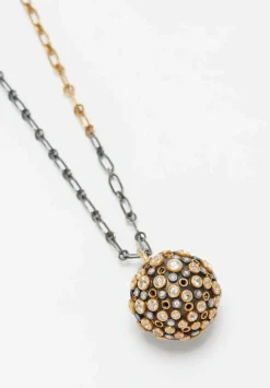 Annie Fensterstock 22K Gold And Sterling Silver Sapphire Orb Necklace