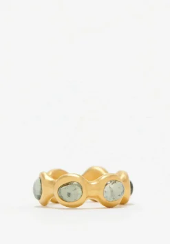 Prounis 22K, Green Tumbled Sapphire Breccia Ring
