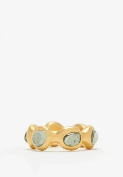 Prounis 22K, Green Tumbled Sapphire Breccia Ring