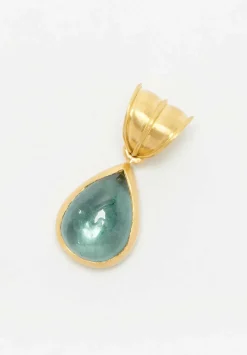 Prounis 22K, Green-Blue Tourmaline Tear Drop Pendant