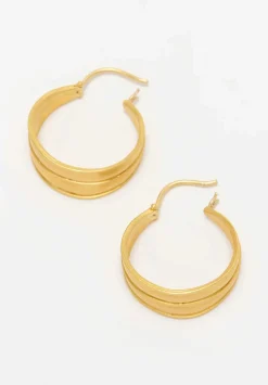 Prounis 22K, Hinged Laurel Hoop Earrings