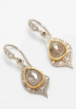 Annie Fensterstock 22K, 18K, Grey Diamond Earrings