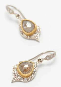 Annie Fensterstock 22K, 18K, Grey Diamond Earrings