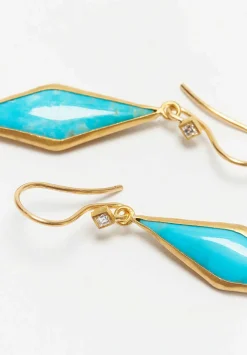 Lika Behar 24K, Kingman Turquoise And Diamond Kite Earrings